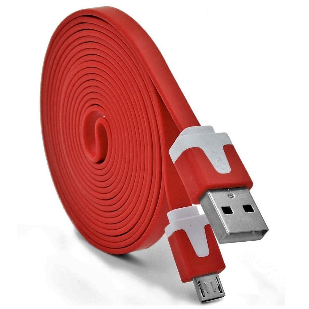 Shot - Cable Noodle 3m Micro USB pour SONY Xperia Z3 Android 3 Metres Chargeur USB Smartphone Connecteur (ROUGE) - Chargeur secteur téléphone