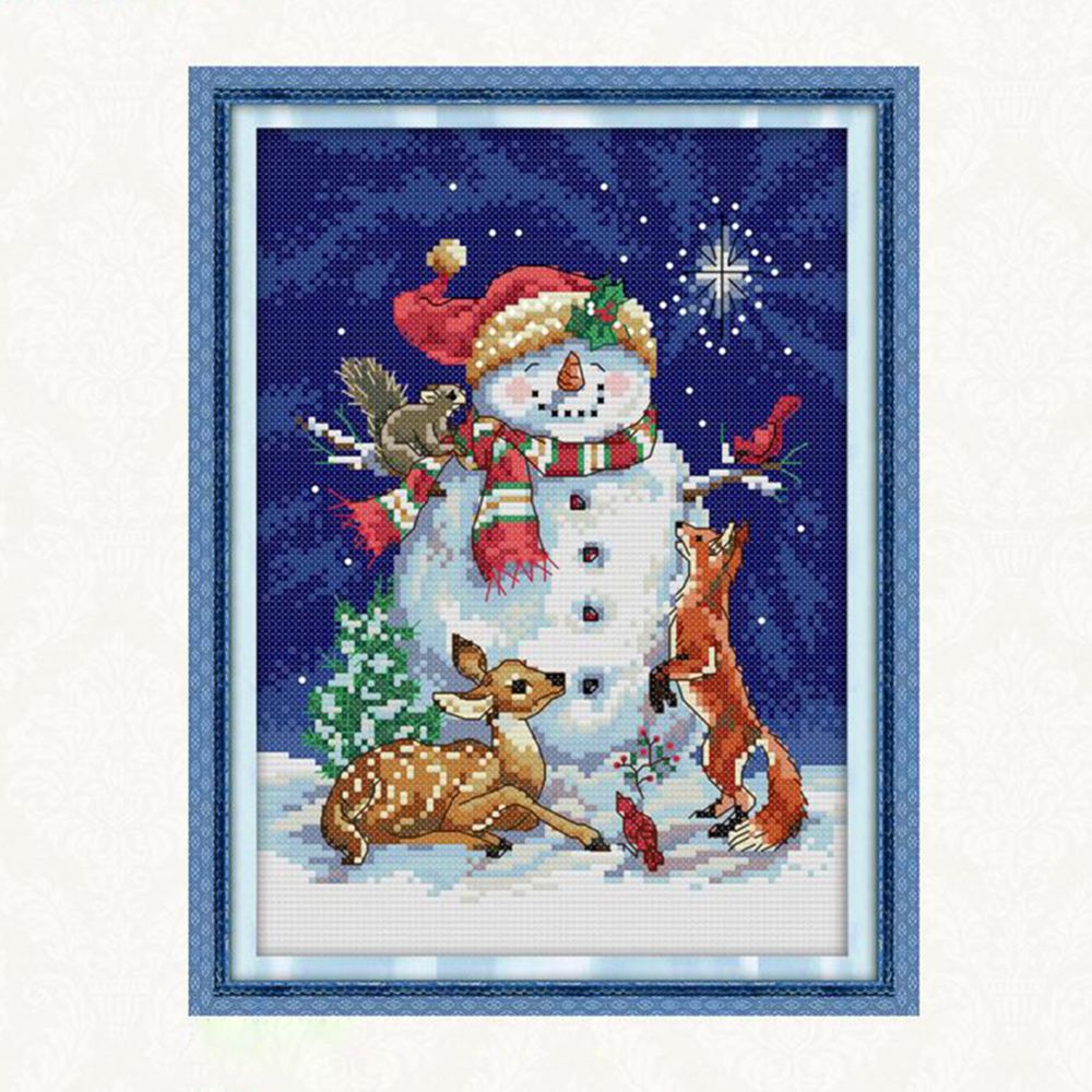 marque generique - Kit de broderie de motifs de point de croix estampé pour bonhomme de neige de Noël 21 x 30cm - Packs d'outillage électroportatif