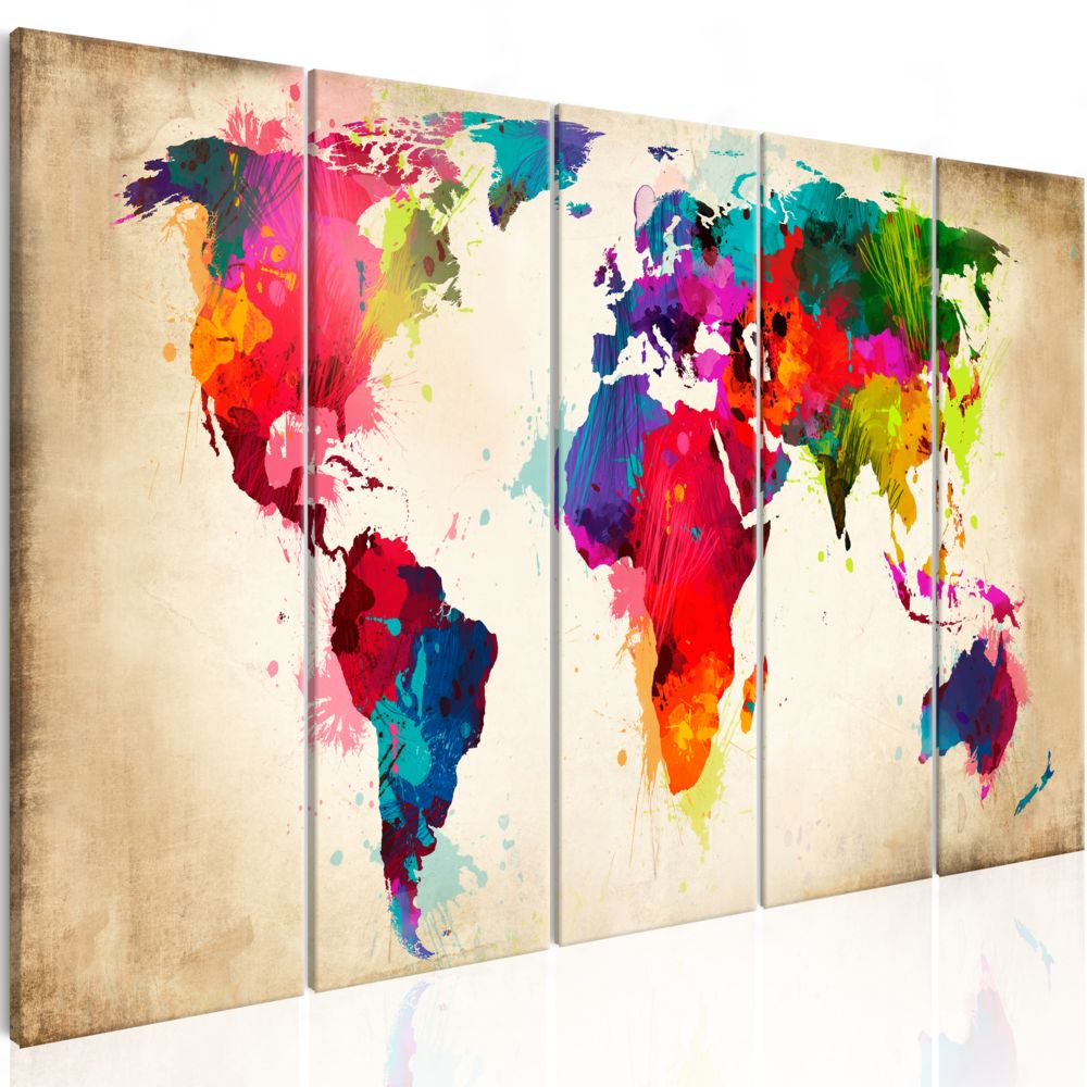 Bimago - Tableau - Bright Continents - Décoration, image, art | Cartes du monde | - Tableaux, peintures