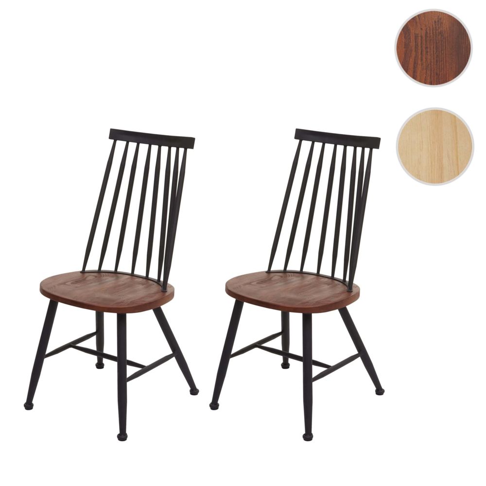 Mendler - 2x chaise de salle à manger HWC-G69, chaise pour la cuisine, style rétro, métal, gastronomie ~ vintage marron - Chaises