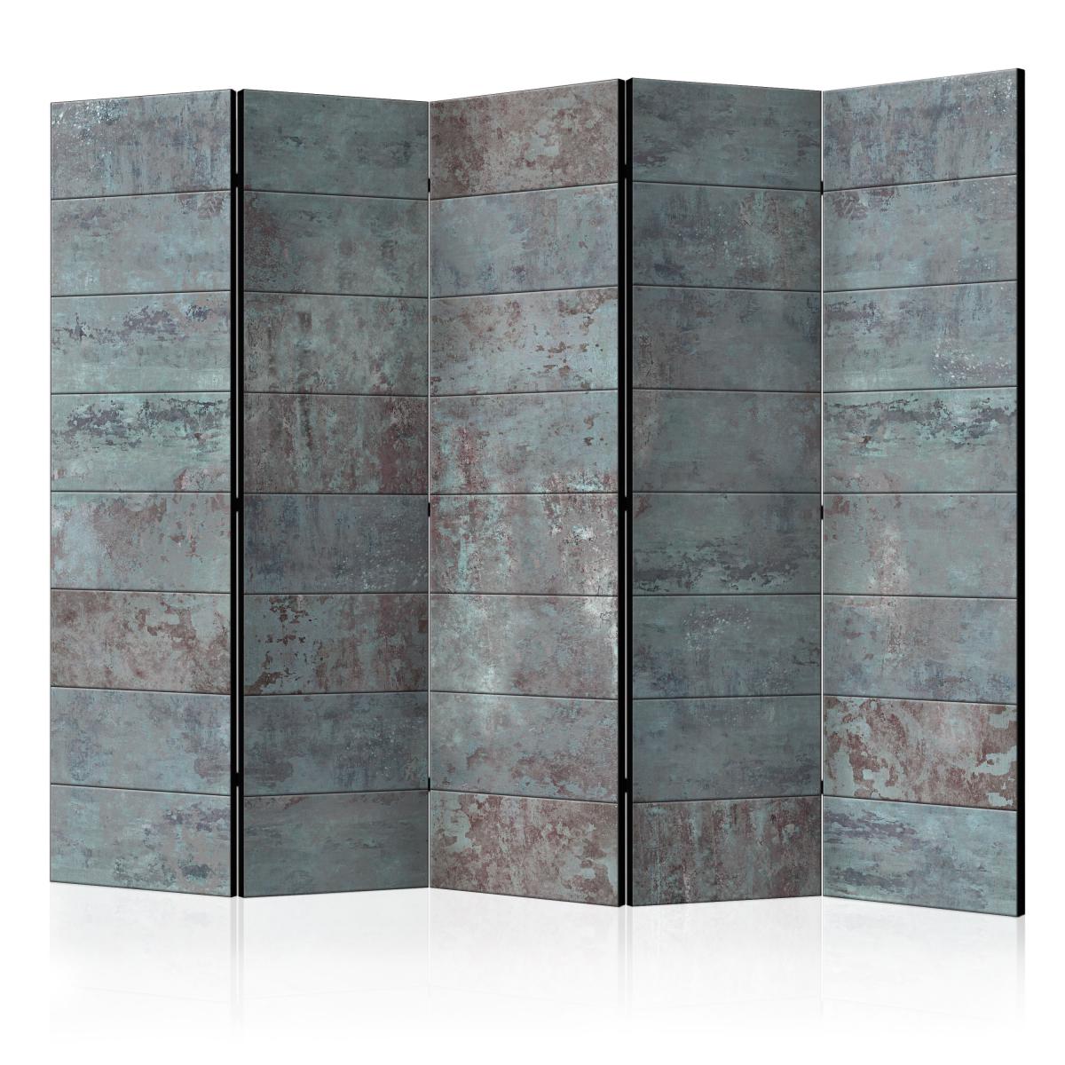 Bimago - Paravent 5 volets - Turquoise Concrete II [Room Dividers] - Décoration, image, art | 225x172 cm | XL - Grand Format | - Cloisons