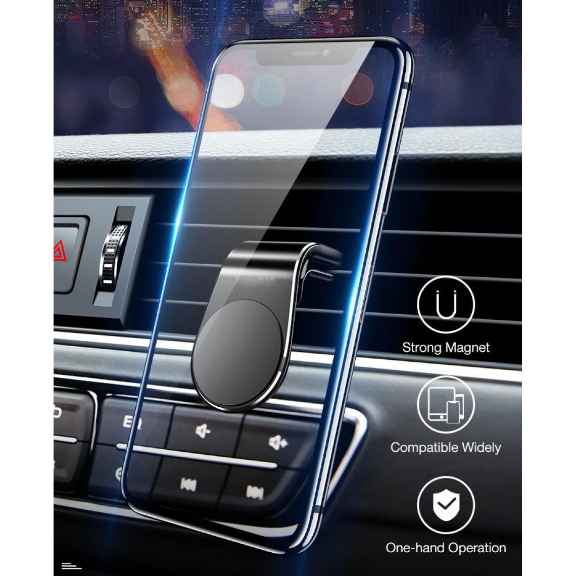 Shot - Support Voiture Aimant Pince pour SAMSUNG Galaxy J6 Smartphone Ventilateur Magnetique (NOIR) - Autres accessoires smartphone