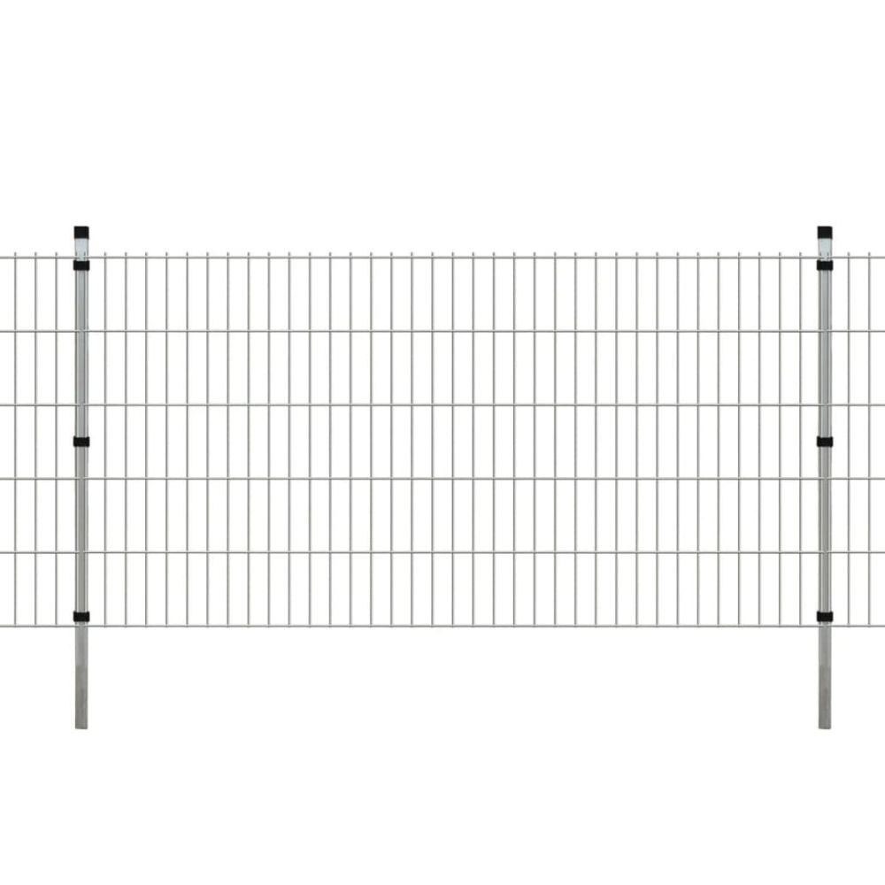 Vidaxl - vidaXL Panneau de clôture 2D de jardin+poteaux 2008x1030mm 2m Argenté - Panneaux et treillis
