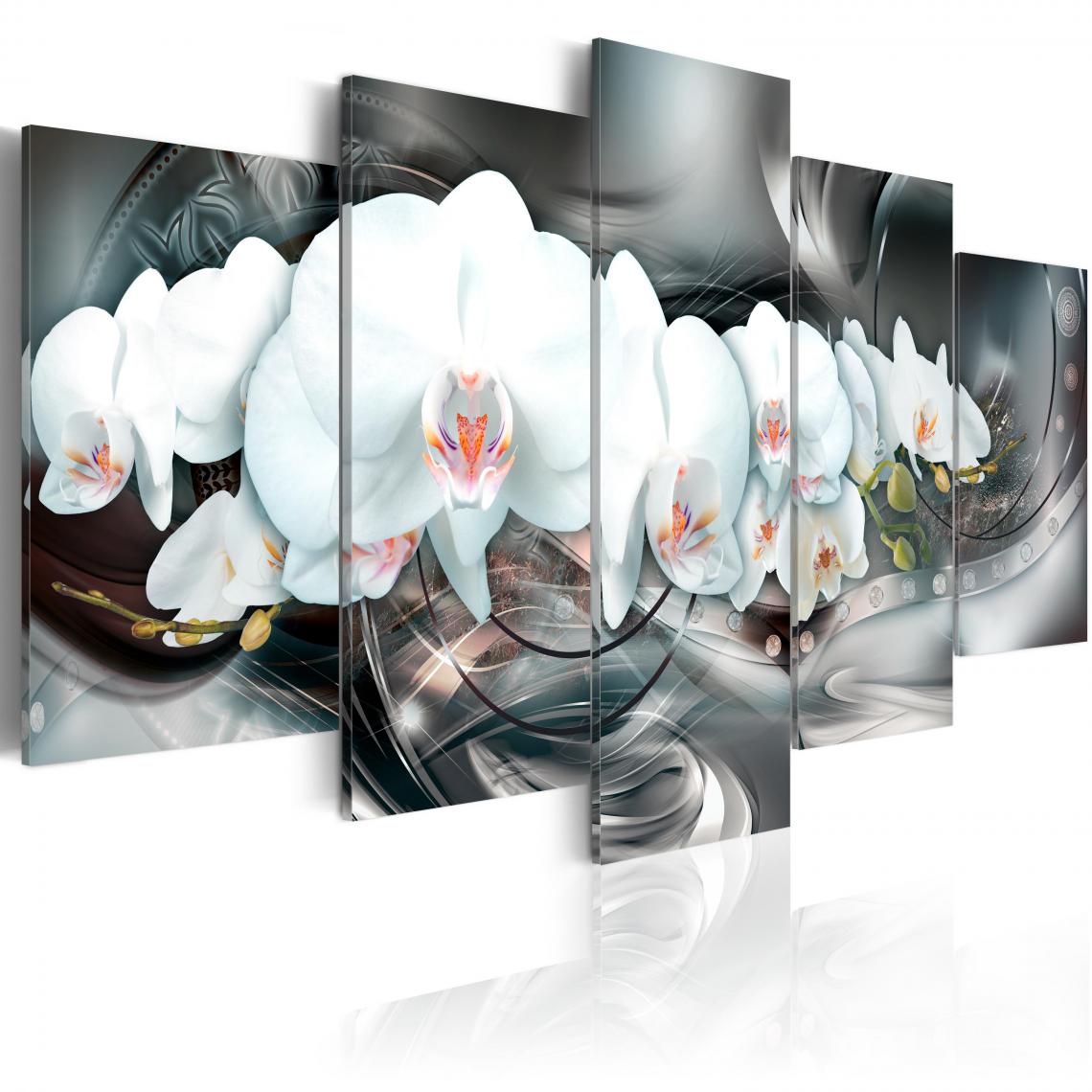 Decoshop26 - Tableau sur toile en 5 panneaux décoration murale image imprimée cadre en bois à suspendre Orchidée magique 100x50 cm 11_0000832 - Tableaux, peintures